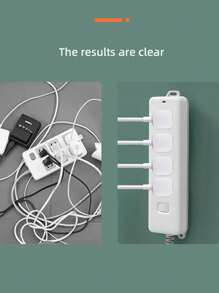 2pcs Power Strip Holder, Power Cord Organizer, Traceless Wall-Mounted Plug Hook, Debris Storage Rack - White - View 8