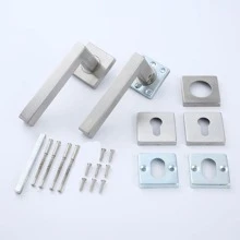 1set European Standard Square Shaped Stainless Steel Indoor Door Handle - Light Grey - View 6