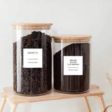 36pcs Simple Coffee Syrup Labels, Coffee Bar Classified Self-Adhesive Stickers, Organization Labels Stickers, Glass Waterproof Coffee Syrup Bottle Dispenser Labels (4 Sheets, 9 Stickers Per Sheet) - White - View 5