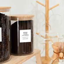 36pcs Simple Coffee Syrup Labels, Coffee Bar Classified Self-Adhesive Stickers, Organization Labels Stickers, Glass Waterproof Coffee Syrup Bottle Dispenser Labels (4 Sheets, 9 Stickers Per Sheet) - White - View 6