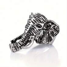 1pc Vintage Cool Animal Elephant Design Ring, Hip Hop Style Adjustable Ring For Teenagers - Elephant Ring - View 5