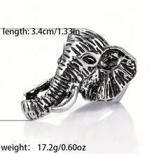 1pc Vintage Cool Animal Elephant Design Ring, Hip Hop Style Adjustable Ring For Teenagers - Elephant Ring - View 3