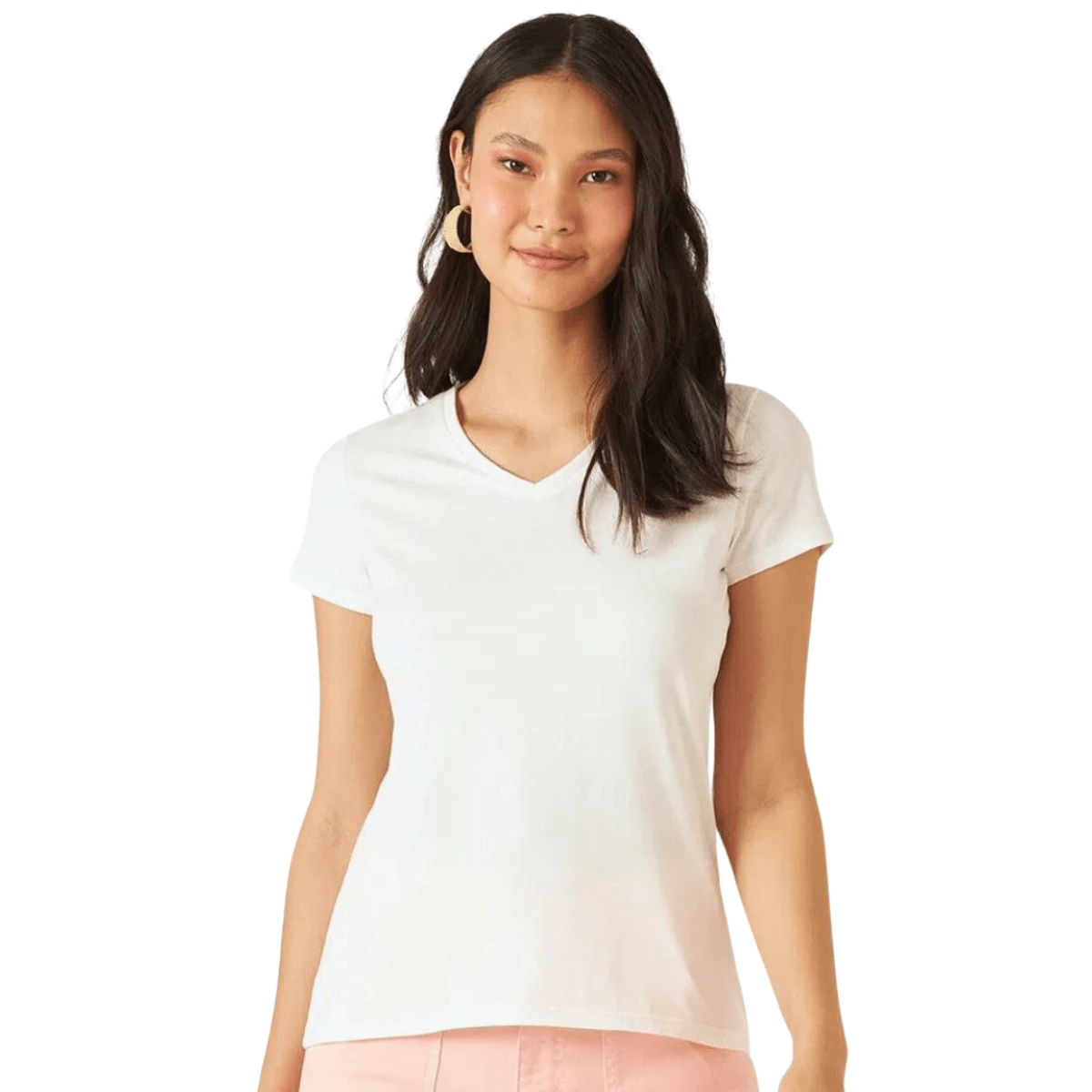 Blusas Baby Look Decote V Malha 100% Algodão