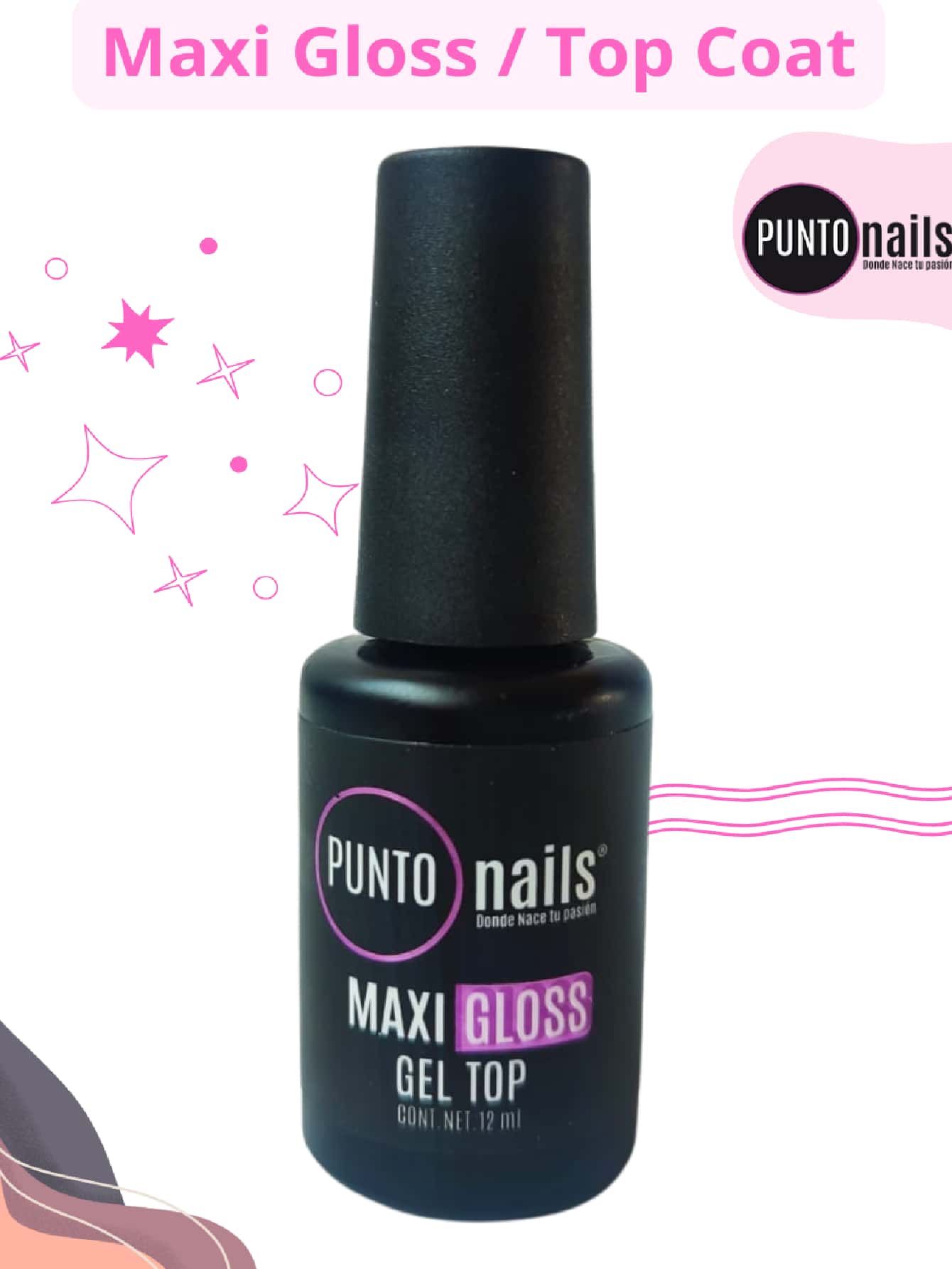 1pza -MAXI GLOSS TOP COAT-Punto Nails. - Gris - Ver 1