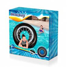 Salvavidas Flotador Llanta Rueda Dona 1.19 mts diámetro Inflables Flotador para Piscina - Negro - Ver 5