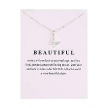 1入組情人節幸運祝福愿望卡鍍金象和蜻蜓吊墜項鍊 - 彩色 - 查看 25