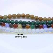 約60顆/袋 6mm天然多色瑪瑙&合成綠松石&白玉石散珠,適用於自製手鍊項鍊珠寶 - 綠色 - 查看 3