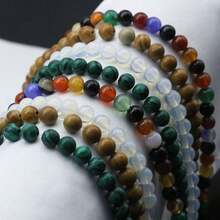 約60顆/袋 6mm天然多色瑪瑙&合成綠松石&白玉石散珠,適用於自製手鍊項鍊珠寶 - 綠色 - 查看 1