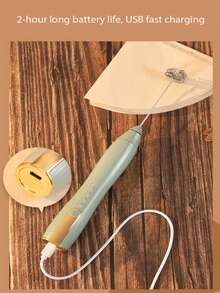 Handheld Milk Frother, Stirrer, Mixer And Wisker For Coffee, Tea, Latte, Cappuccino, And Hot Chocolate Drink Prep And Fast&Easy Foam Creation, USB Re Chargeable, No Batteries Needed, Three Interchangeable Mixing Heads - Black - View 4