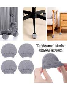 4Pcs Elastic Suitcase Wheel Protection Cover Table And Chair Foot Cover, Pure Salad Bar Case Wheel Protection Cover Wear-Resistant Shock-Absorbing Anti-Skid Mute Wheel Cover Chair Cover, Suitcase Wheel Cover Table And Chair Wheel Cover Table And Chair Mute Cover Dust-Proof Wheel Cover Anti-Dust Office Chair Wheel Mute Cover, Travel Accessories Table And Chair Anti-Skid Cover - Grey - View 1