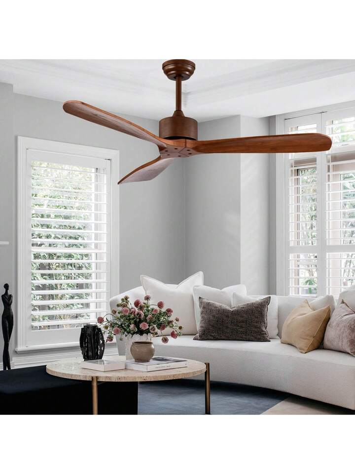 52 Inch Modern Brushed Nickel Finish Ceiling Fan With Remote 