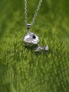 1 vòng cổ mặt dây chuyền bóng đá thời trang cho nữ để làm quà tặng - Bạc - Xem 4