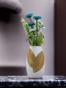 1個樹脂製葉形圓瓶,家居裝飾花瓶 - 白色 - 查看 3