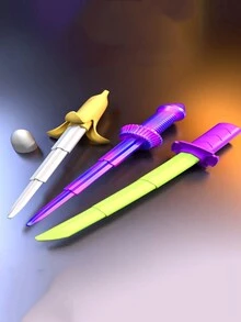 1 件紫綠色塑膠可伸縮武士刀、惡作劇和減壓玩具適合與朋友一起玩耍 - 紫綠色 - 查看 3