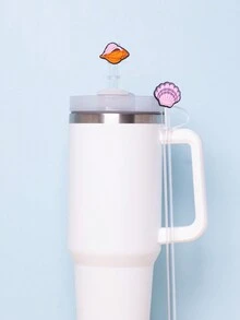 4pcs 0.4in/10mm Diameter Shell Shape 3d Silicone Straw Cover, Dustproof Straws, Compatible With 40oz Insulated Cup, Reusable Silicone Straw Adapter(Not Pvc But Silicone) For 0.4in/10mm Diameter Straws, Soft Protective Sleeve - Multicolor - View 7