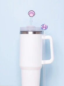 4pcs 0.4in/10mm Diameter Shell Shape 3d Silicone Straw Cover, Dustproof Straws, Compatible With 40oz Insulated Cup, Reusable Silicone Straw Adapter(Not Pvc But Silicone) For 0.4in/10mm Diameter Straws, Soft Protective Sleeve - Multicolor - View 4