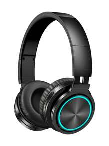 Picun B12無線耳機,高清立體聲耳罩耳機,內置麥克風,深重低音20小時播放時間,快充無線5.2耳機,適用於成人、學校、旅行,黑色 - 黑色 - 查看 3