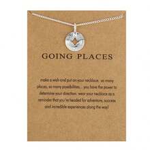 1入組情人節幸運祝福愿望卡鍍金象和蜻蜓吊墜項鍊 - 彩色 - 查看 40