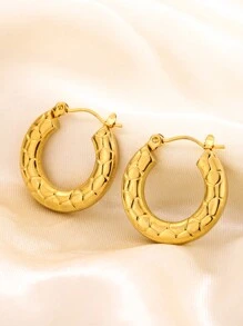 1 Pair Fashionable Geometric Stainless Steel Earrings, Suitable For Women's Daily Wear Or Stylish Commute