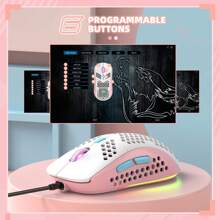 ATTACK SHARK * ZIYOULANG T60 PRO 60% Mechanical Keyboard And Mouse Combo + Braided USB-C Cable, Compact RGB LED Backlit Keyboard With Linear Red Switches, 6400 DPI Programmable RGB Mouse For PC Gamers - Pink&Blue Switch - View 3