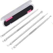Kit Acne Extrator Removedor Cravo Espinha - 4 Peças Estojo - Prata - Visão 5