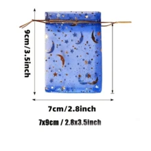10個混色網狀星星月亮抽繩袋,適合各種節慶包裝禮品袋,還可收納珠寶！ - 彩色 - 查看 3