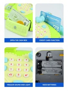 Juguete De Juego De Rol De Caja Registradora Inteligente Estilo Dibujos Animados Para Niños - Verde - Ver 7