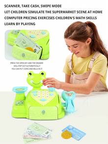 Juguete De Juego De Rol De Caja Registradora Inteligente Estilo Dibujos Animados Para Niños - Verde - Ver 5