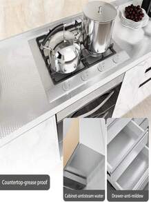 1 Roll Kitchen Oil Proof Stickers,Heat Resistant Aluminum Foil Wall Sticker, Sticky Back Plastic Roll Kitchen Worktop Covering Vinyl Self Adhesive Wallpaper - Multicolor - View 4