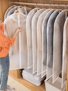 3pcs/Pack 3 Sizes Available Garment Bags For Hanging Clothes Storage - Suit Bag With Zipper, Dress Bag Dust Cover - Clear Storage Bags For Clothing Storage - Protects And Organizes Your Wardrobe - White - View 2