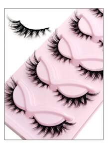 貓眼假睫毛3d天然假睫毛蓬鬆柔軟十字交叉5對漫畫假睫毛輕飄自然睫毛延伸套裝 - 眼尾拉長款 - 查看 3