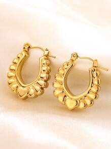 1 Pair Fashionable Geometric Stainless Steel Earrings, Suitable For Women's Daily Wear Or Stylish Commute