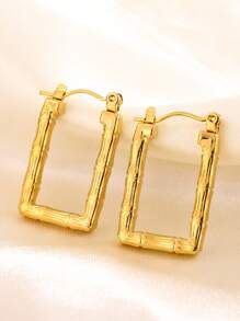 1 Pair Fashionable Geometric Stainless Steel Earrings, Suitable For Women's Daily Wear Or Stylish Commute