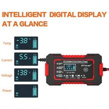 Car Battery Charger 12V Display Smart Battery Charger Power Puls Repair Chargers Wet Dry Lead Acid Battery - Red - View 7