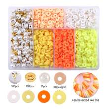 1 盒 6 毫米聚合物黏土珠套件扁平圓形間隔珠套件帶字母珠珍珠手鍊項鍊製作珠寶 Diy 製作套件生日聖誕派對禮物 - 彩色 - 查看 6