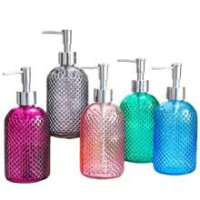 LAOPAO 1 件 100 毫升彩色玻璃皂液瓶,nordic Press 洗髮水瓶,鑽石形空沐浴露乳液容器 - 粉色 - 查看 4