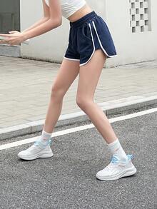 Warrior休閒運動鞋,系帶實色時尚輕量透氣女鞋全季通穿網眼跑步鞋 - 淺粉色 - 查看 4