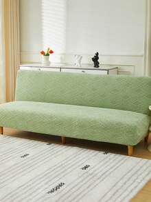 1pc Green Armless Sofa Bed Cover, Elastic Polyester Fiber Sofa Cover With Full Coverage, Detachable And Washable, Suitable For All Seasons - Green - View 4