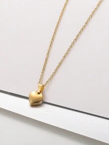 1條18k金包覆不鏽鋼心形吊墜項鍊,女性完美禮物 - 金黃色 - 查看 2