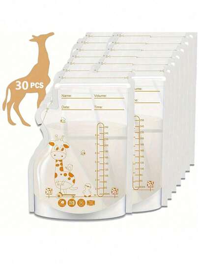 30pcs Breastmilk Storage Bags, 8oz Breastfeeding Milk Pouches With Spill-Proof Pouring Spouts, Flat Design For Space Saving