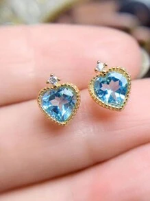 一對S925紅寶石方形耳釘女性獨特設計感精緻奢華優雅時尚時尚耳環女士珠寶假期 - 紅寶石3 - 查看 14