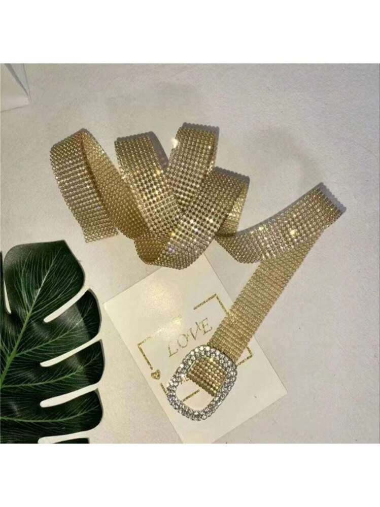 Cintura in Vita Con Strass da Donna, Regolabile Con Diamanti O-Ring per Jeans e Abiti, Argentato, Taglia Unica