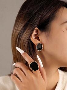 6 件裝簡單復古綠松石、水鑽和葉子設計 C 形耳環套裝,理想的約會禮物 - 24835 - 查看 13