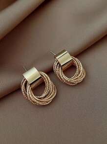 1对新娘镂空圆形耳环，简约时尚多层缠绕式耳钉，适合女性参加派对。情人节配饰