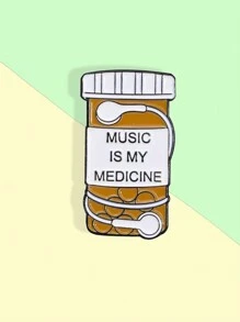 1個有創意的音樂胸針系列為朋友頭戴式耳機cd音符圓形徽章音樂是我的良藥琺瑯針袋珠寶禮物 - 彩色 - 查看 4