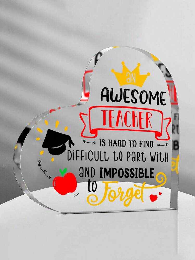 1 pieza Corona de birrete acrílico increíble para maestros, decoración de escritorio en forma de manzana y corazón, regalo perfecto para maestros, temporada de regreso a clases y Día del Maestro - Multicolor - Añade 3