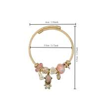 1入女士不鏽鋼手鍊,手工珠狀設計,粉色熊頭細節,可調大小,適用於日常佩戴 - 粉色 - 查看 5