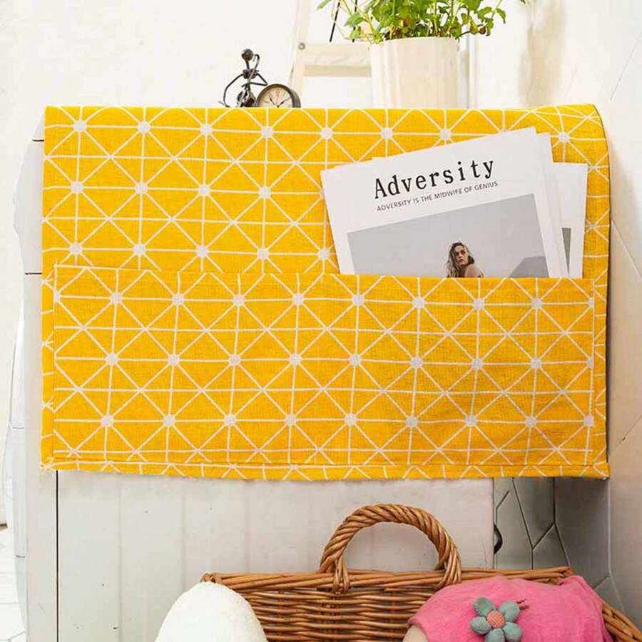 1pc Yellow Refrigerator Dust Cover, Microwave Dust Cover, Drum Washing