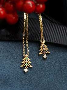 1個使用s925銀材質,單純、復古、可愛的時尚耶誕樹綠色星形吊墜,電鍍14k金,適用於女性、女孩的豪華時尚領鏈,適用於耶誕節派對禮物。