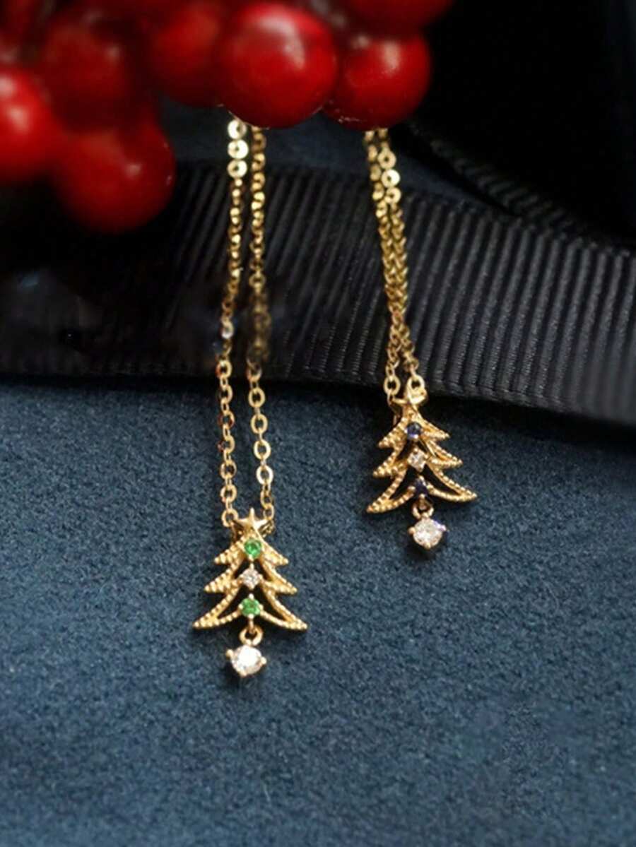 1個使用s925銀材質,單純、復古、可愛的時尚耶誕樹綠色星形吊墜,電鍍14k金,適用於女性、女孩的豪華時尚領鏈,適用於耶誕節派對禮物。